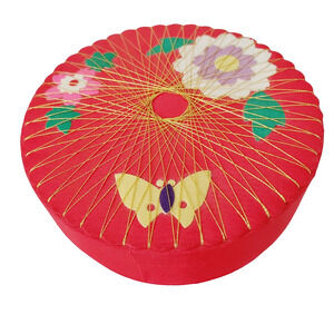 Vintage Gumps Small Red Jewelry Trinket Round Box Hand-Made in Japan￼Butterfly